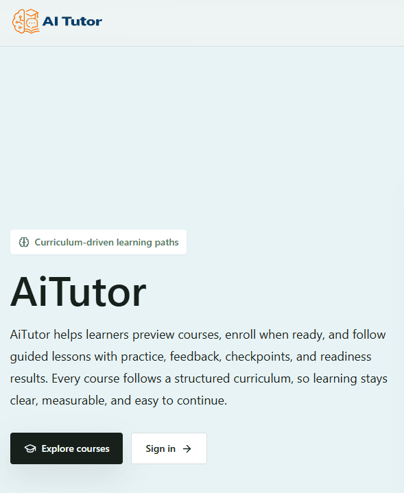 AITutor product interface preview by ZaliTech AI